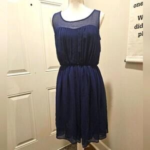 Just Taylor Navy Blue Chiffon Dress